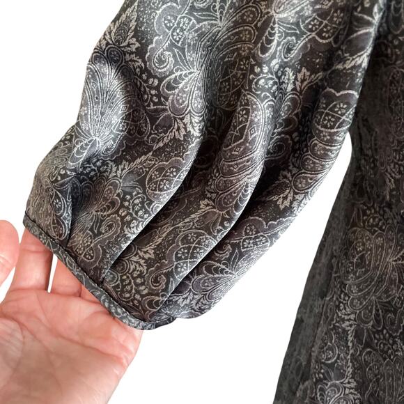 To The Max Black Grey Paisley Chiffon Dress Sz SMALL Lace Regency Whimsygoth - Picture 6 of 11